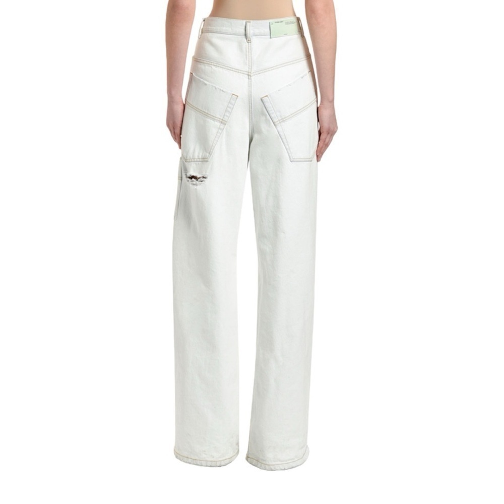 Off White- Nwt High Oversized White Ripped Tomboy Jeans